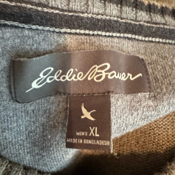 Eddie Bauer Mens Sweater Size XL‎ Brown Forest Jumper Preppy Neutral Heritage - Picture 4 of 6